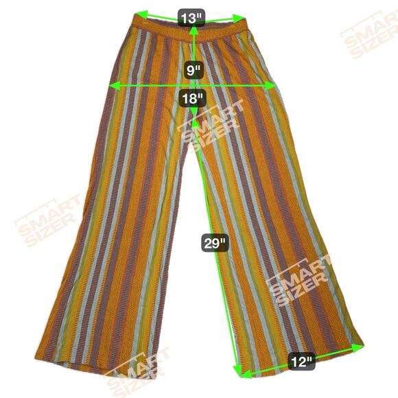 Anthropologie Drew Wide Leg Multi Stripe Pants Boho CA80904 Agave Size S - Picture 4 of 9